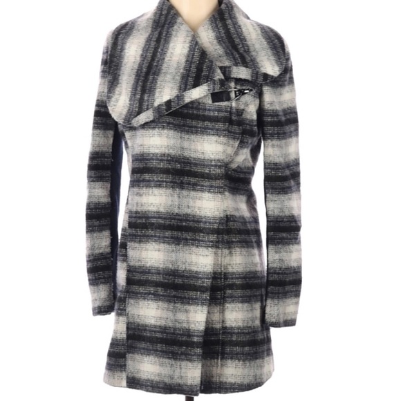 Sam Edelman | Black & Gray Long Line Collared Coat | XS - Picture 1 of 11